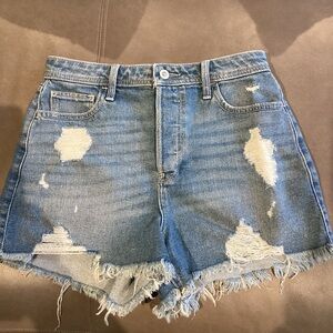 Hollister distressed ultra high rise button fly jean shorts size 27 =5
